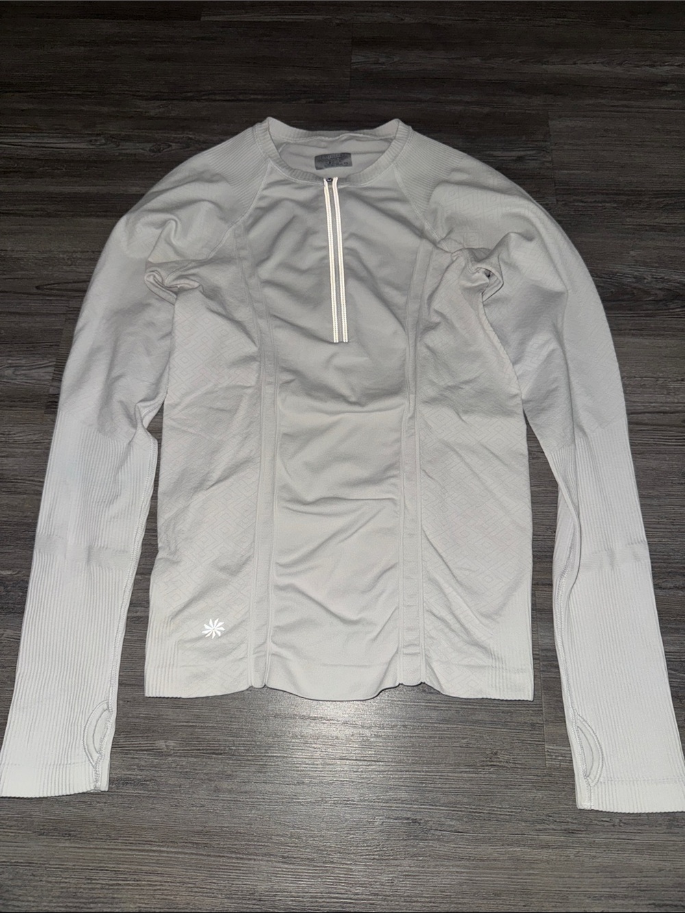 Athleta white  Gray Long-Sleeve Performance Quarter-Zip Top